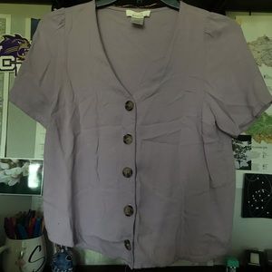 lavender button down top